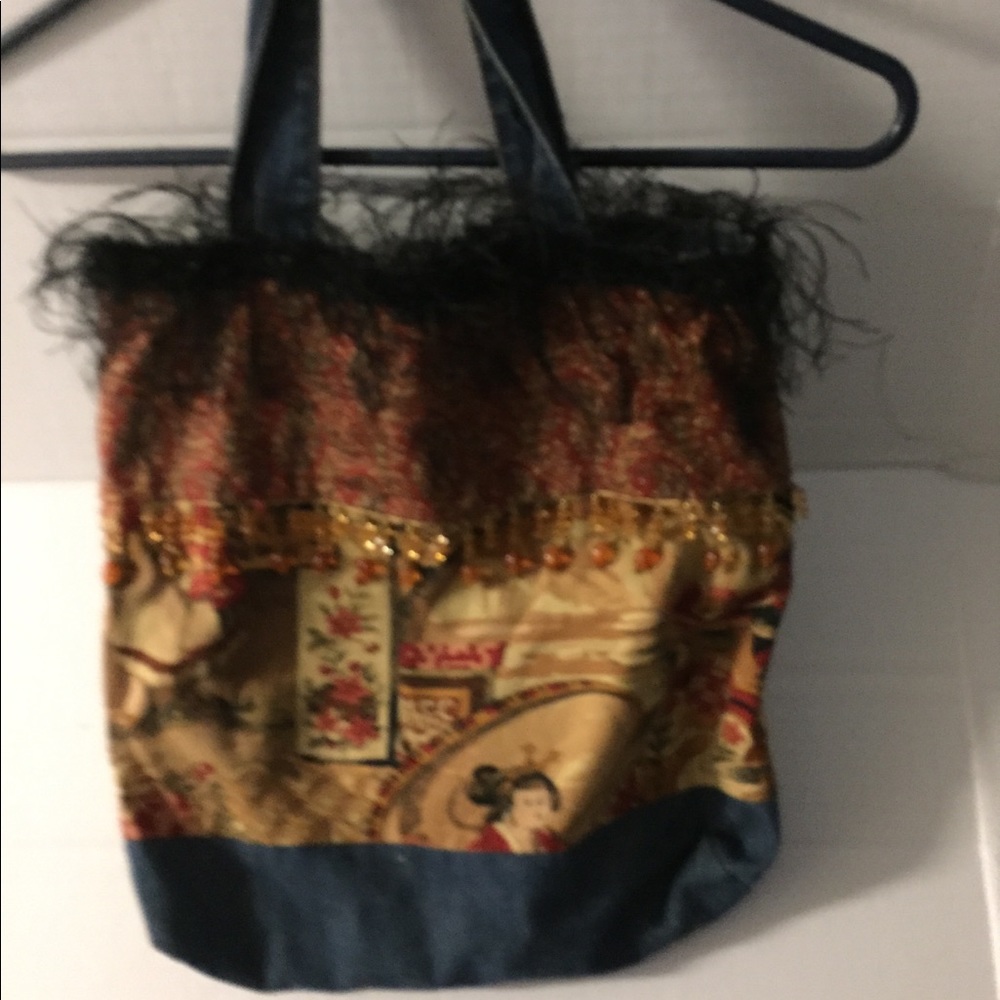 Boho Denim Tote Bag